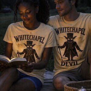 White Chapel Devil Gothic Horror T-Shirt Victorian Dark Unisex Graphic Tee Soft